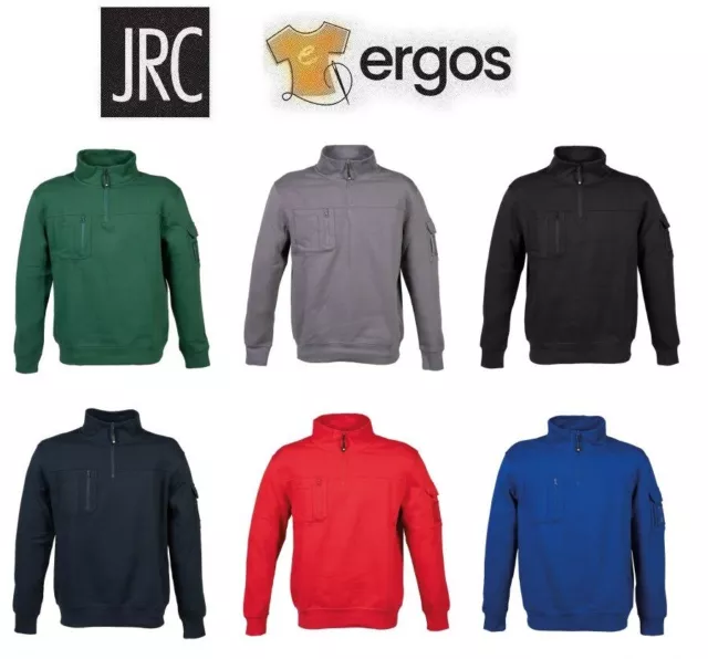 JRC Felpa HONG KONG in Cotone Collo Lupetto Mezza Zip Corta Lavoro Sport Uomo