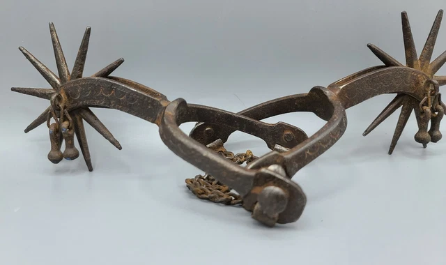 *Extremely Collectible* Buermann Large Rowel Spurs Model #1234 Unmarked w Chains