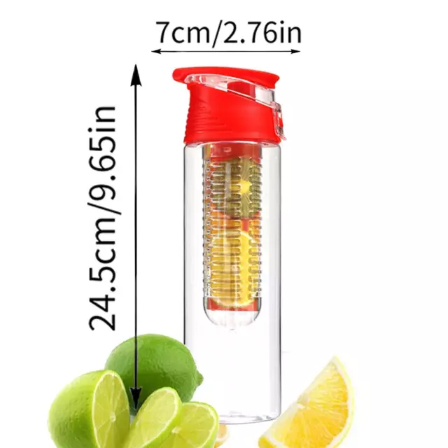 FRUIT INFUSION Water Bottle Sports Detox Portable Drinks Plastic BPA Free 700ml 3