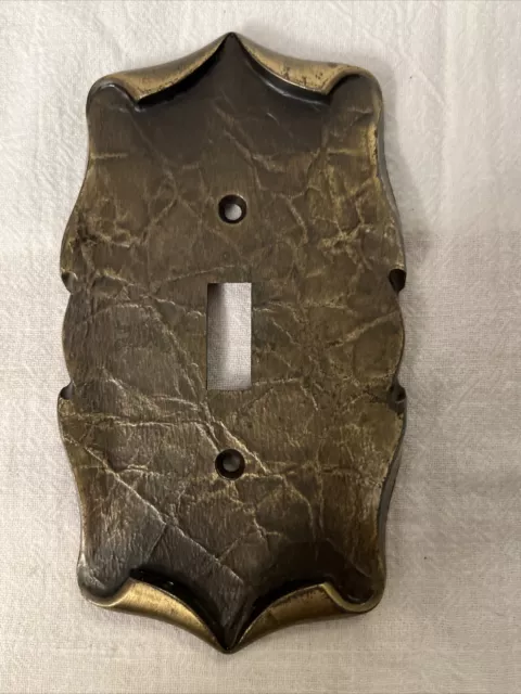 Vintage Brass Outlet Cover Retro USA Spanish Revival Gothic