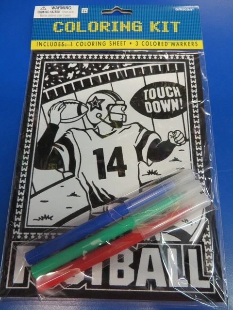 Championship Football Sports Banquet Party Favor Art Marker Coloring Sheet Kit