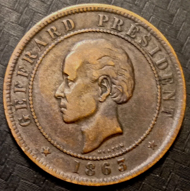 REPUBLIQUE D' HAITI  1863 VINGT 20 Centimes - High Grade - ONE YEAR TYPE COIN