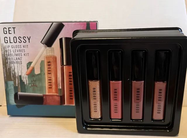 New In Box Rare Bobbi Brown Get Glossy Lipgloss Kit High Shimmer & Crushed Oil