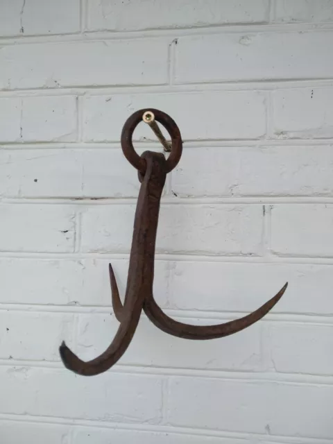 ANTIQUE HAND WROUGHT / FORGED  GRAPPLING HOOK anchor