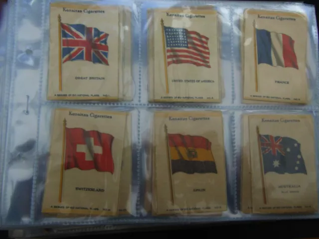 One Complete Set Of 60 Cigarette Cards J Wix Kensitas  Silk National Flags