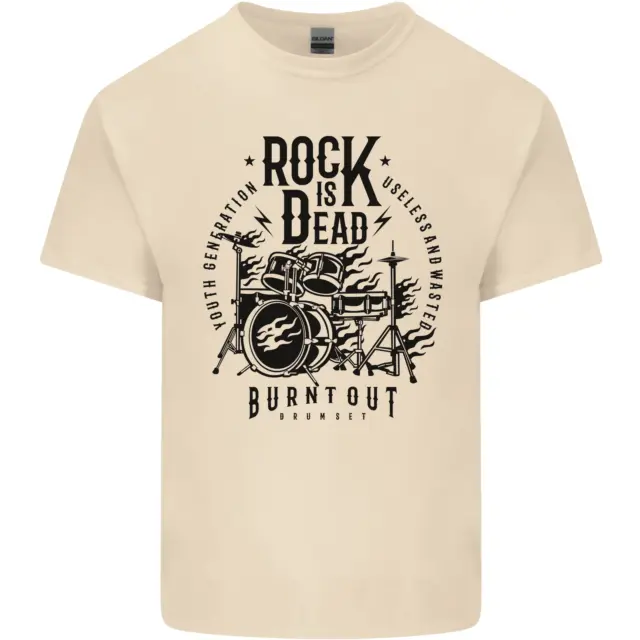 Rock is Dead Drum Kit Drummer Drumming Mens Cotton T-Shirt Tee Top