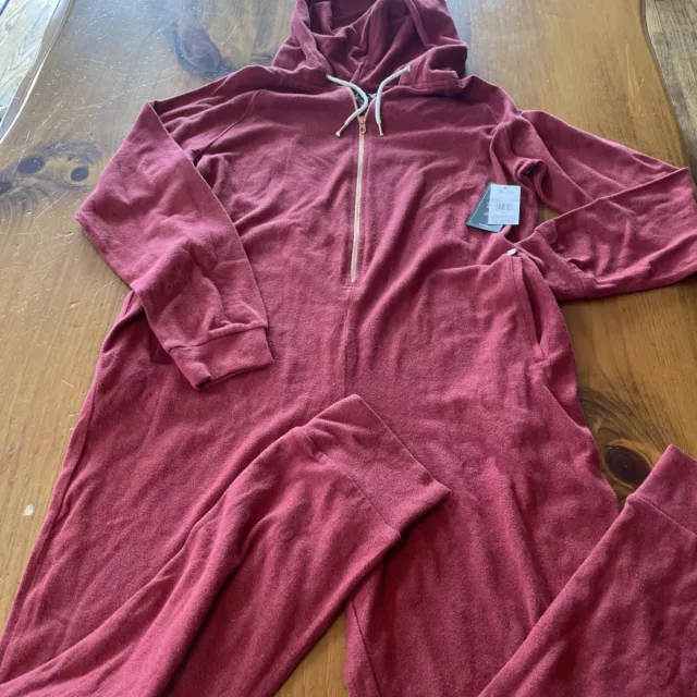 Volcom Lil One Piece Lived In Lounge Jumpsuit Pajamas Women's Bark Brown L NWT 2