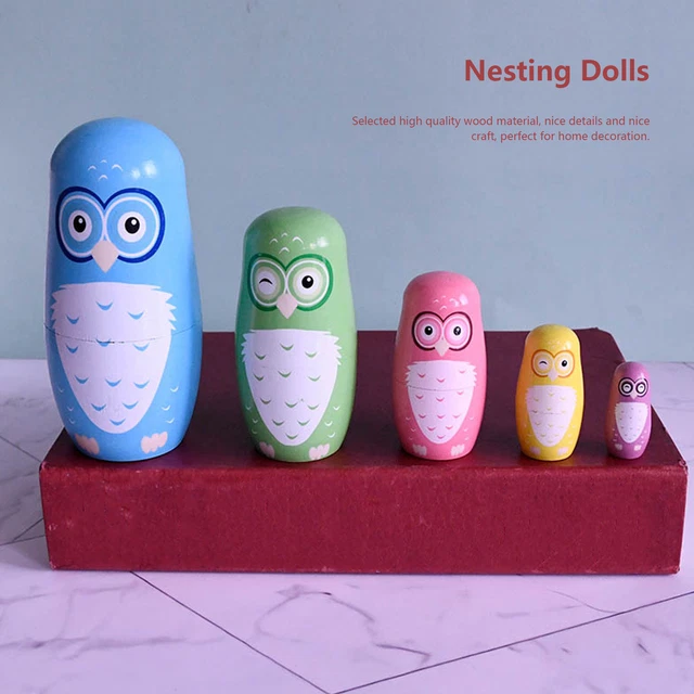 Poupées Gigognes En Bois TOPINCN - Lot De 5 - Artisanat Décoratif - Cadeau Pour Enfants