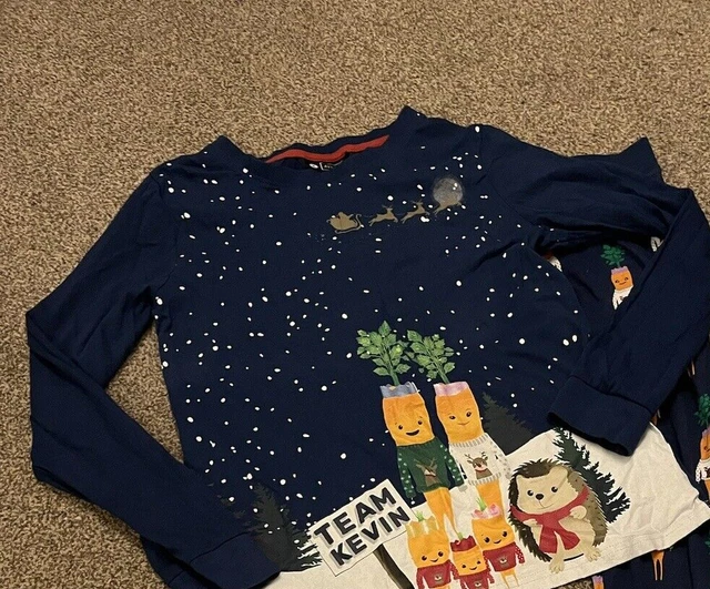 Pigiama Top Aldi Kevin Carota Bambini Natale 2021 blu navy taglia small adulto NUOVO
