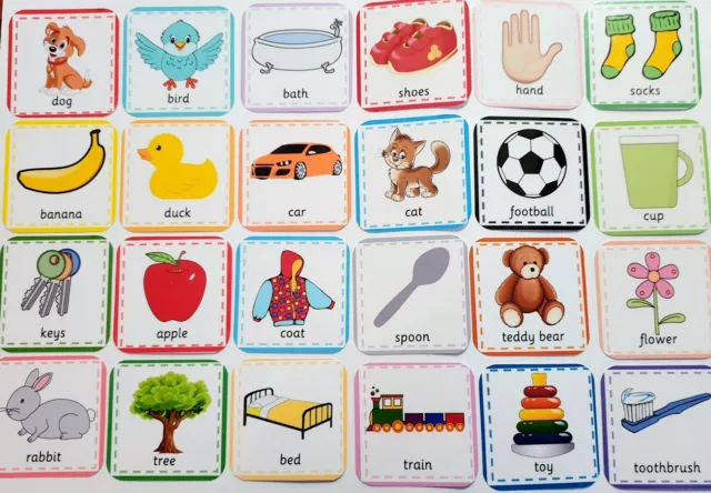 FIRST WORDS FLASH CARDS- Picture & Word - Toddler - Baby - First Learning Set