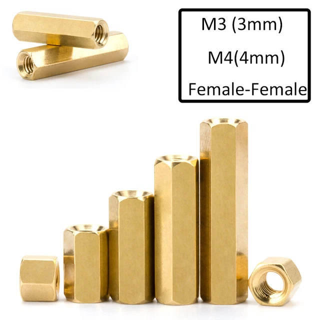 M3 M4 Hex Brass Standoff Spacer Female-Female PCB Threaded Standoff 4mm-60mm
