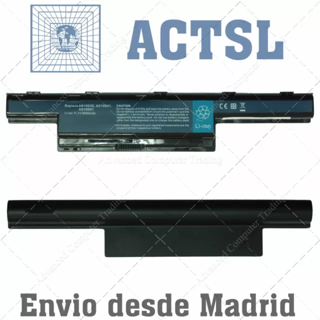 BATERIA para ACER AK.006BT.080 AS10D, AS10D31, AS10D3E, AS10D41, AS10D51 6600mAh