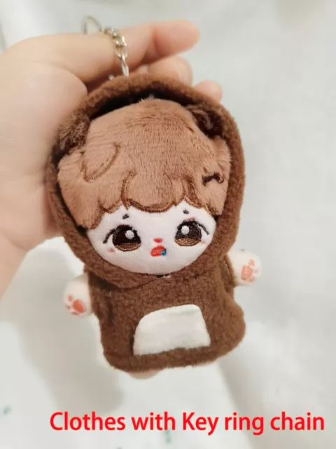 Handmade 10cm Plush Doll Clothes Hoodie Pullover With Key Ring Chain Toys Outfit