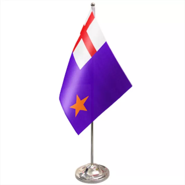 Northern Ireland Orange Order Purple Standard Satin & Chrome Premium Table Flag