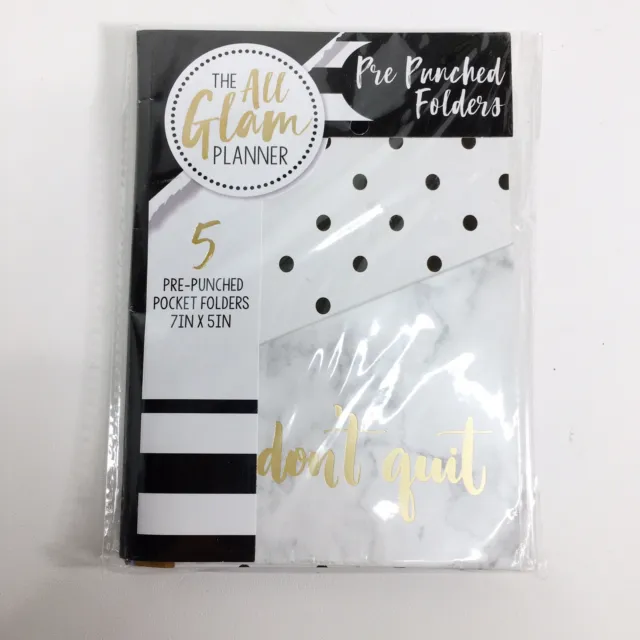 The All Glam Planner Pre-Punched Pocket Folders 5pk - Don't Quit Pack 7”x5”