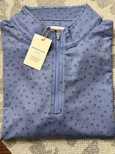 Peter Millar Crown Sport 'FLYING GOLF CARTS' 1/4 Zip Pullover XL $135