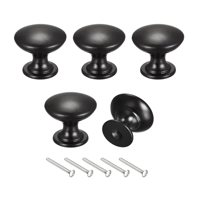 Drawer Knobs, 5pcs 24mm(0.94") Round Pull Handles Zinc Alloy Matt Black
