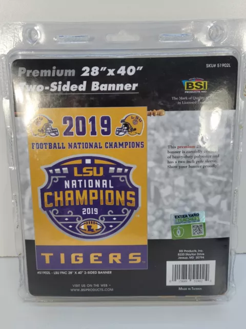 Lsu Tigers 2019 National Champs 2 Sided 28"X40" House Flag Banner Ncaa Licensed