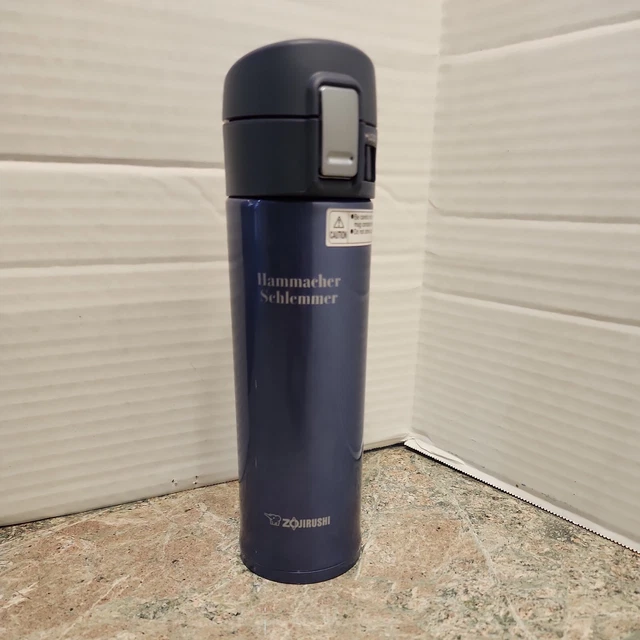 New *Travel Mug 16oz, Smoky Blue Zojirushi Stainless Mug Hammacher Schlemmer NEW