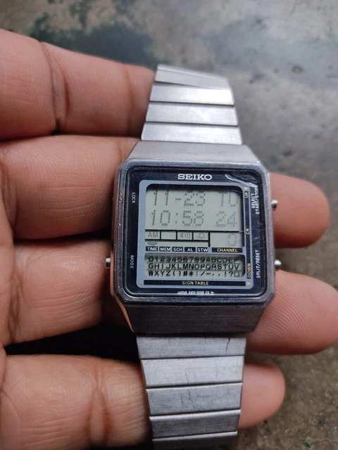 Orologio da uomo vintage raro Seiko D410-5000 con firma banca dati memoria tavolo