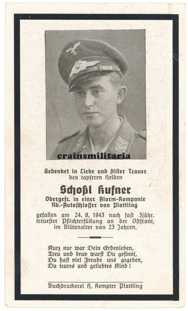 Orig. Sterbebild Reichsbahn Schlosser + 15.LWFD Alarm Kompanie Ukraine 1943