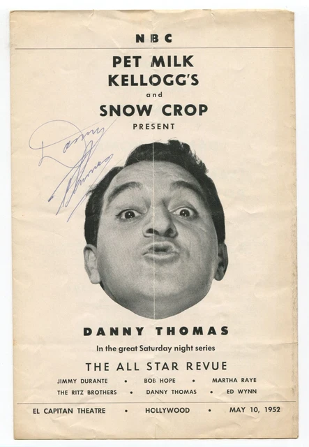 Danny Thomas Signed Program Autographed 1952 All Star Revue