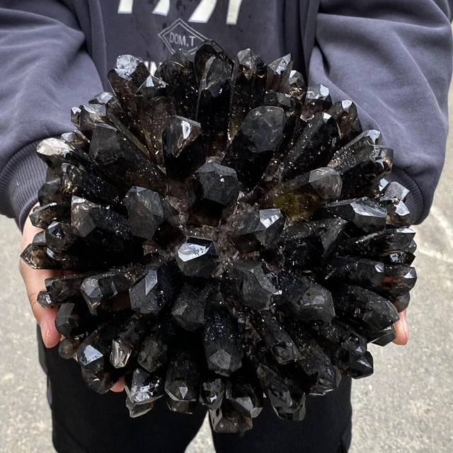 18.98LB  New Find black Phantom Quartz Crystal Cluster Mineral Specimen Healing