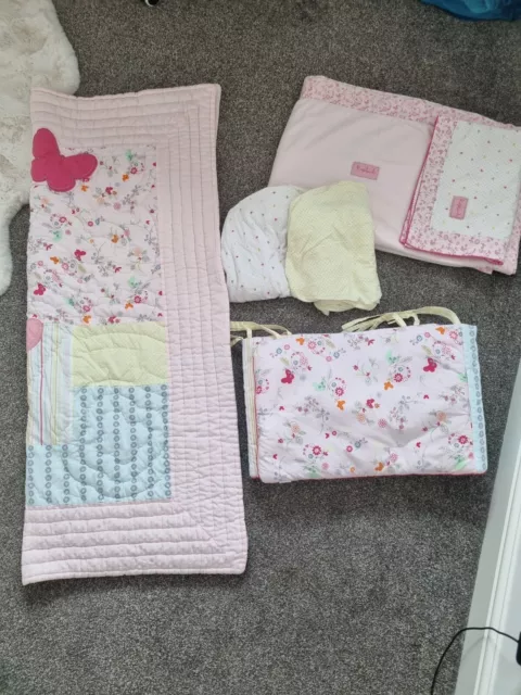 Mothercare Rosebud Baby Girl Cot Set Sheets Blanket Pillow Case