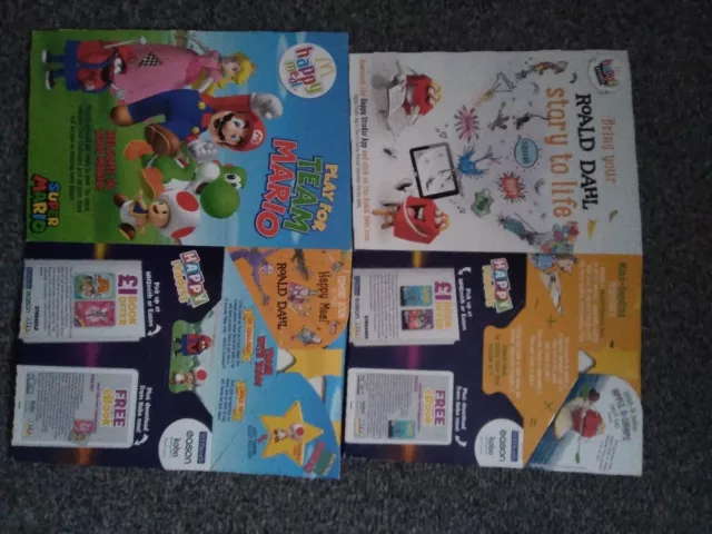 McDonalds Mario and Roald Dahl Happy Meal Boxes