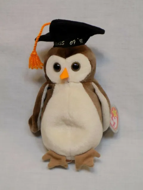 Ty Beanie Babies Wise the Graduation Owl Class of 1998 Baby Free Shipping!