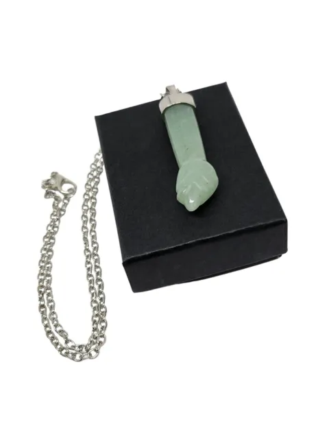 Figa Puño Collar Colgante Jade Piedra Preciosa Mano Fico Protección Mal de... 2