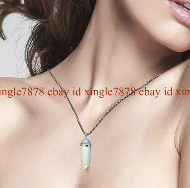 Crystal Gemstone Necklace Pendant Natural Chakra Stone Energy Healing with Chain 3