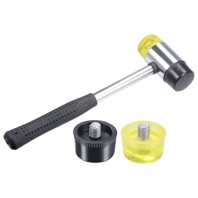 45mm Double-Faced Rubber Hammer with Soft/Hard Replacement Mallet Non-Slip Grip