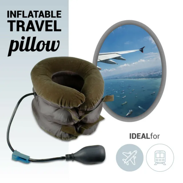 Travel Head Rest Neck Pillow Support Airplane Cushion U Shaped Cervical Inflated 2