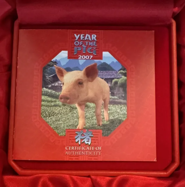 2007 $1 1Oz Silver Proof Coin - Lunar Year Of The Pig Lenticular - Magnificent!!