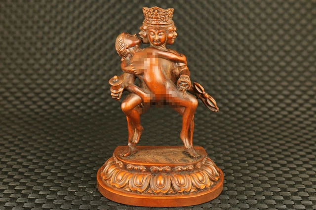 Blessing Chinese Boxwood Hand Carved Buddha Statue Figure Exorcism Virus