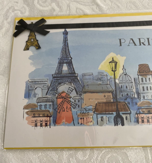 BURGOYNE Card w/ Yellow Envelope PARIS France Eiffel Tower City View BLANK Verse