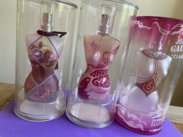 3 Empty Bottles Of  Jean Paul Gaultier Classique 100ml Perfume