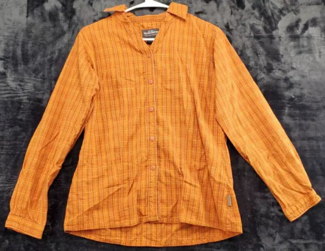 Woolrich Shirt Womens Small Orange Plaid 100% Cotton Long Sleeve Button Down EUC