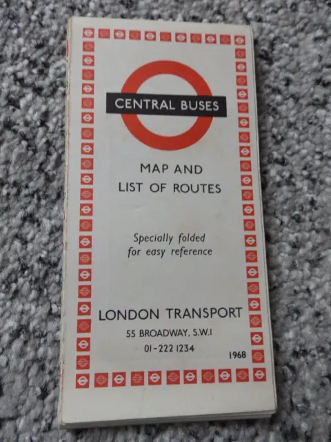 London Transport - Central Buses Map and List of Routes 1968