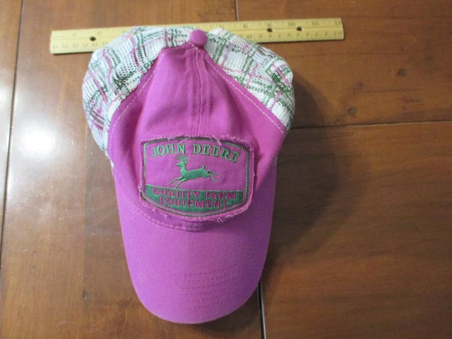 Pink and green John Deere cap hat, "Quality Farm Equipment" unique summer hat