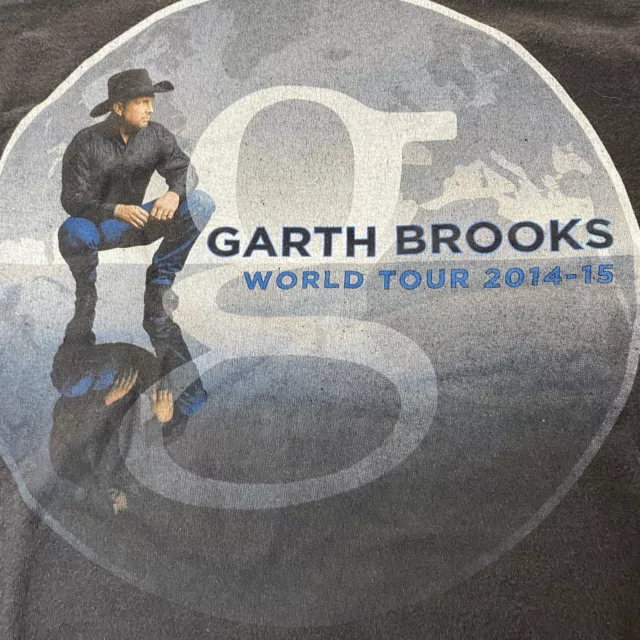 Garth Brooks 2014 15 World Tour T Shirt Size L Double Sided Concert Tee Vtg