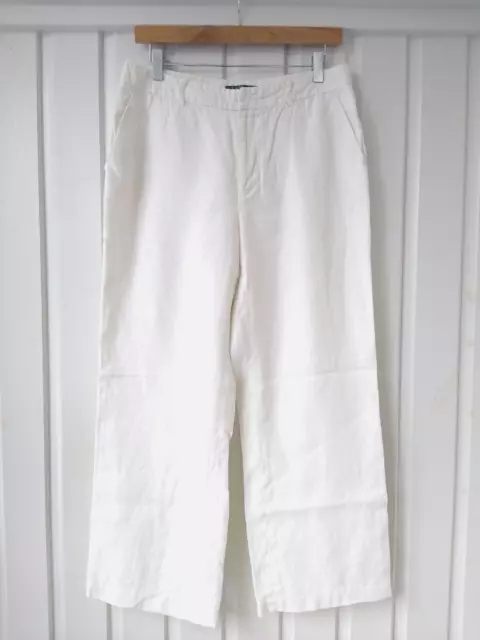 Ralph Lauren Linen Trousers US 10 UK 12 14 White Lined *lining ripped* Wide Leg