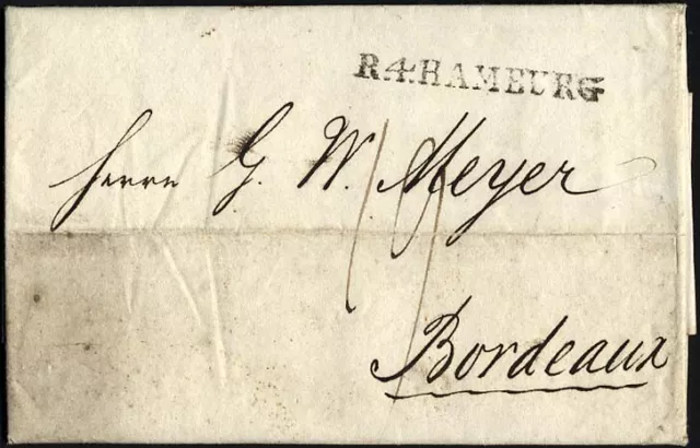 HAMBURG 1805, R.4. HAMBURG, L1 auf Brief n. Bordeaux, feinst
