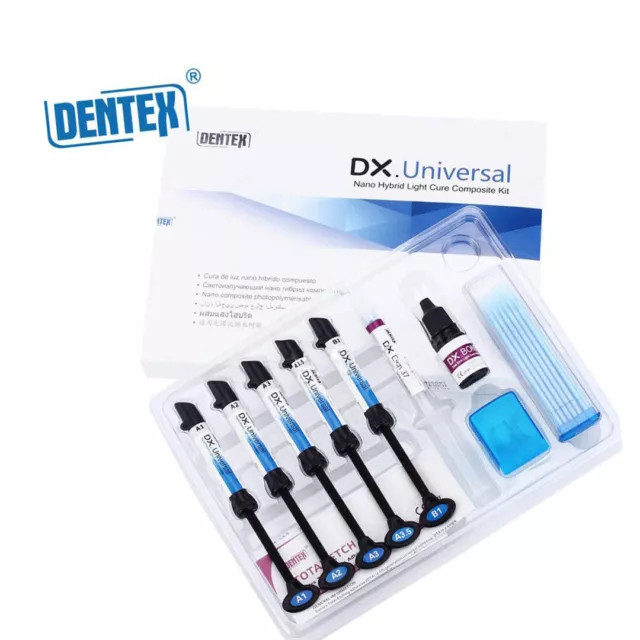 Dentex Dental Light Cure Composite Resin Kit Shade A1 A2 A3 A3.5 B1 B2 Syringe