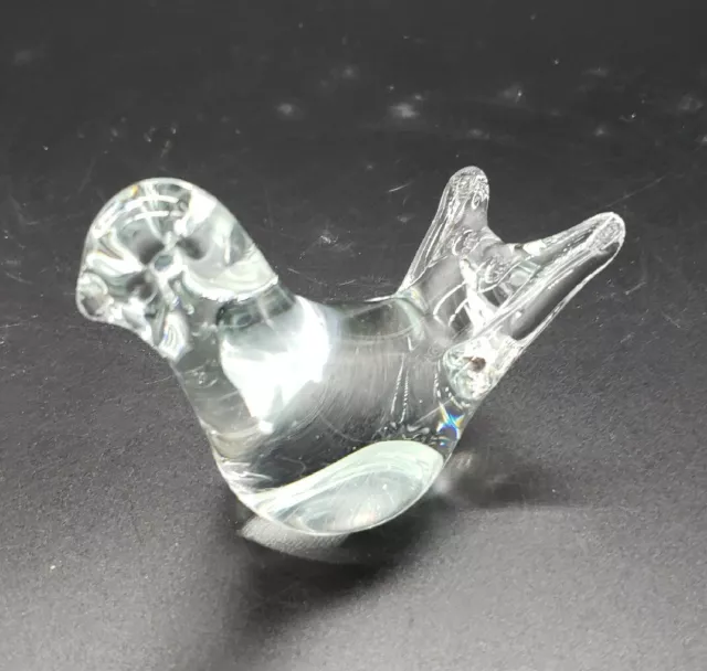 Vintage Art Glass Bird Paperweight Clear Figurine 3.5" **