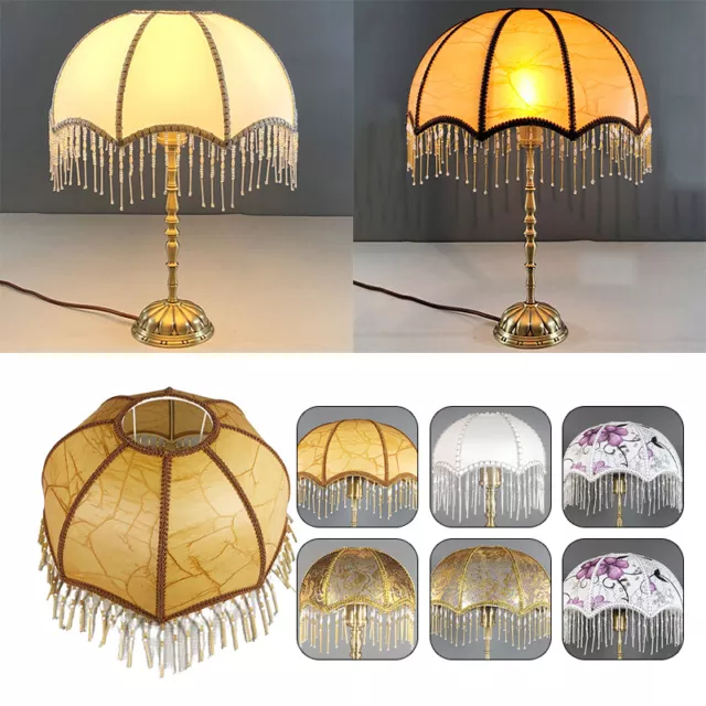 Luxury Vintage Classiacl Lamp Shade High-end Fabric Beads Lamp Floor Light Cover 2