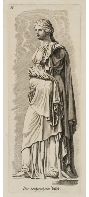 Weibliche Statue, Kupferstich Realismus Religiös 1600-1649 Unbekannt (17.Jhd)