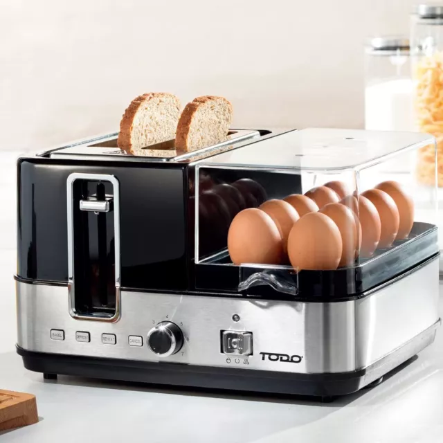 1400W Breakfast Master Toaster Egg Cooker Poacher Bacon Fryer Grill All in One