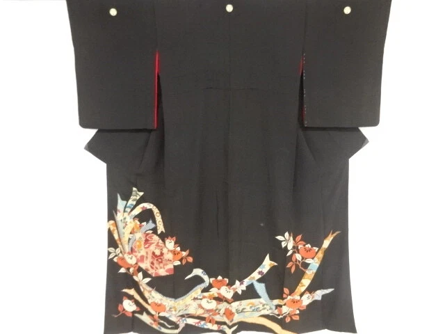 82453# Japanese Kimono / Antique Tomesode / Plants & Noshi Pattern